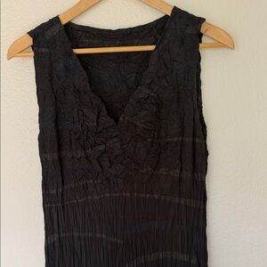 Babette crepe pleated Elegant Black Sleeveless Dress large